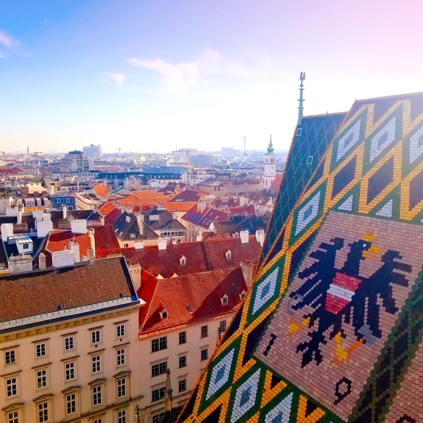 Colorful tiled roof of St. Stephen's Cathedral in Vienna