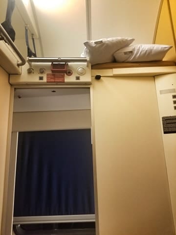 Inside the sleeper compartment on the overnight train from Rome to Vienna