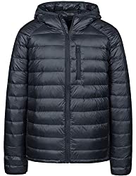 Black men's packable down jacket, perfect travel gift for a travel lover who frequents cold destinations while still wanting to pack light.  