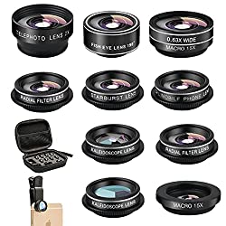 11-in-1 travel cell phone camera lens kit to enhance cell phone photography while traveling.
