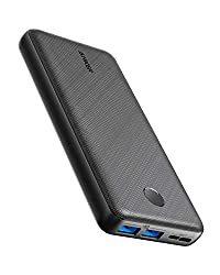 Sleek dark gray Anker portable charger, a great gift for travelers who need to stay connected when out exploring all day.