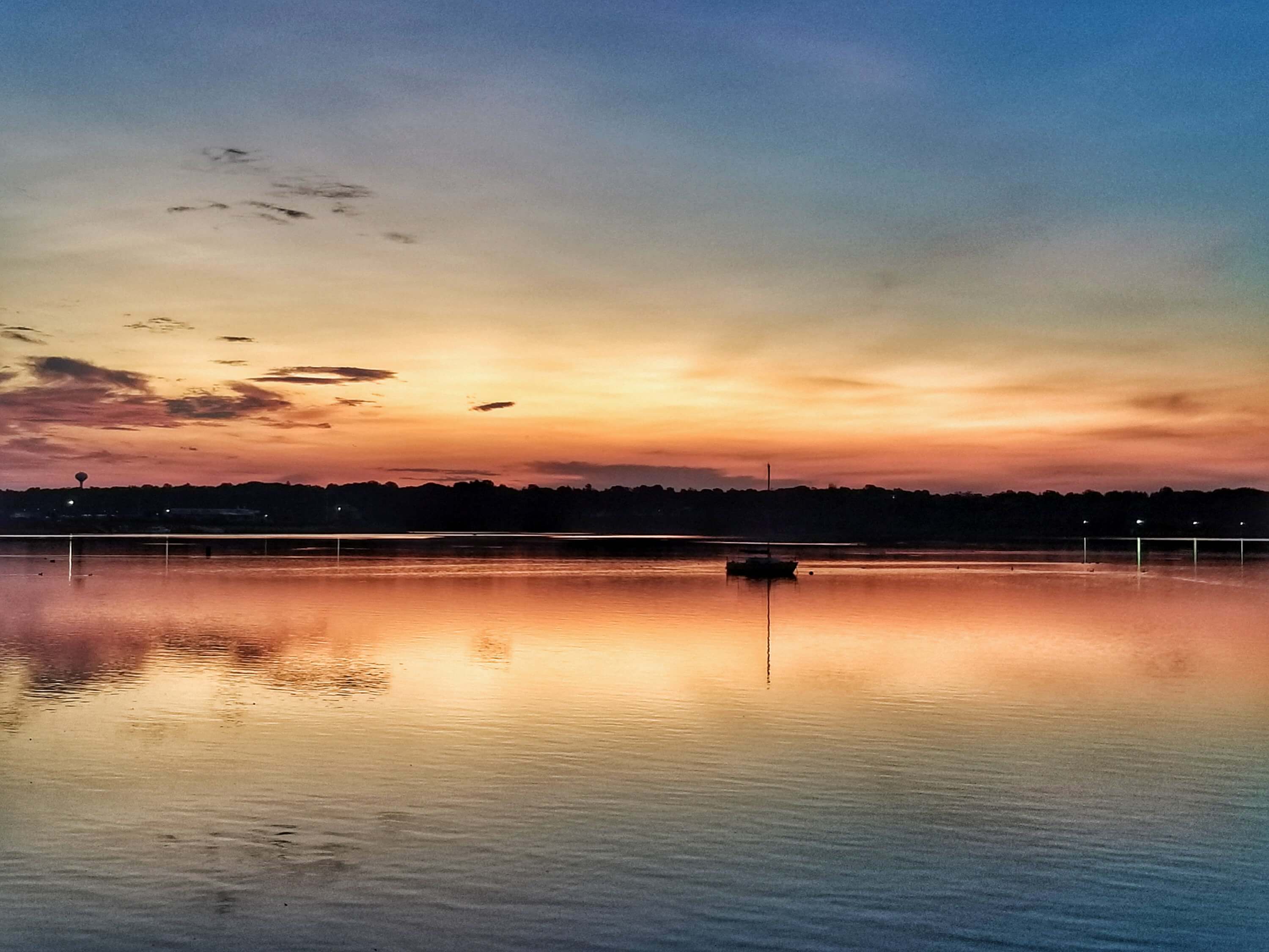sunrise in rhode island on the providence river